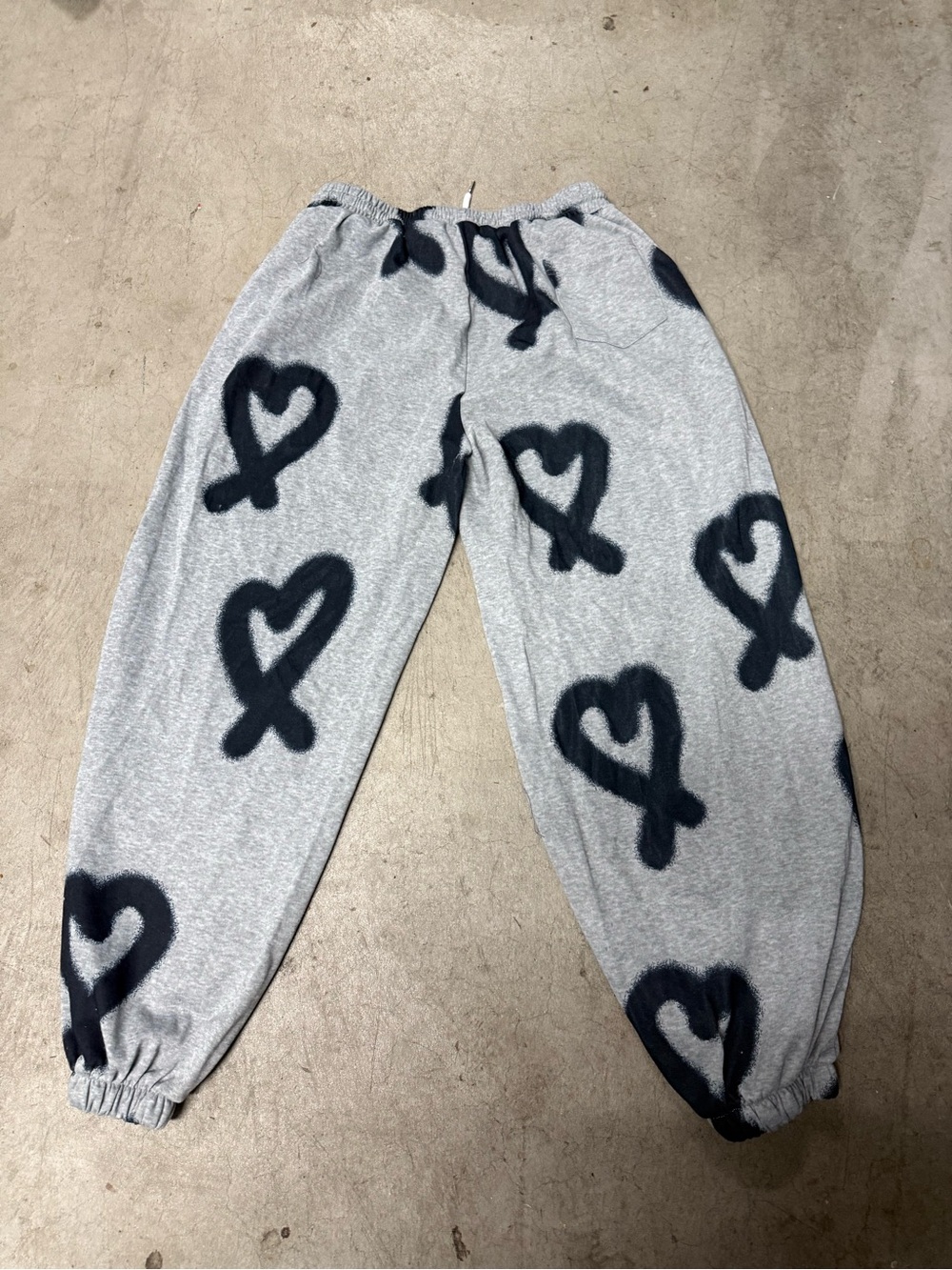 Kids Gray Heart Print Jogger Pants